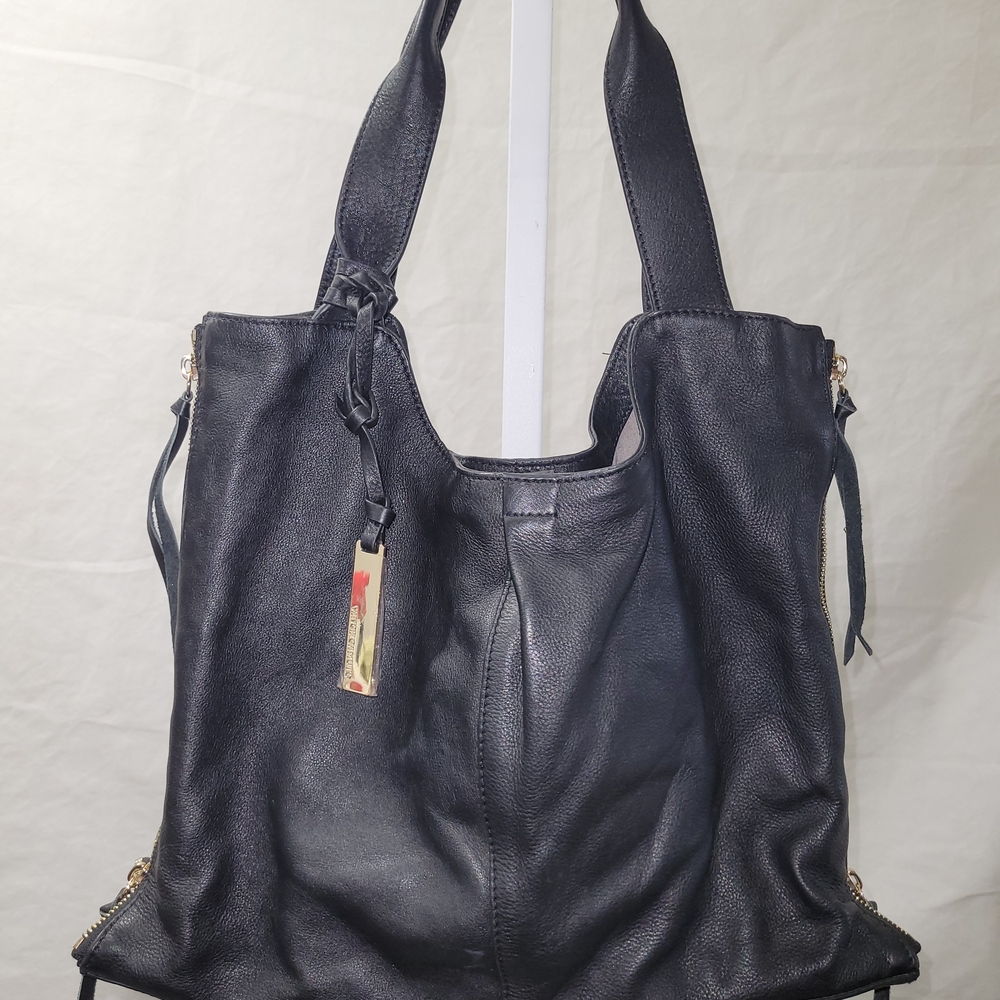 Vince Camuto Corla Elegant Black Leather Tote Bag